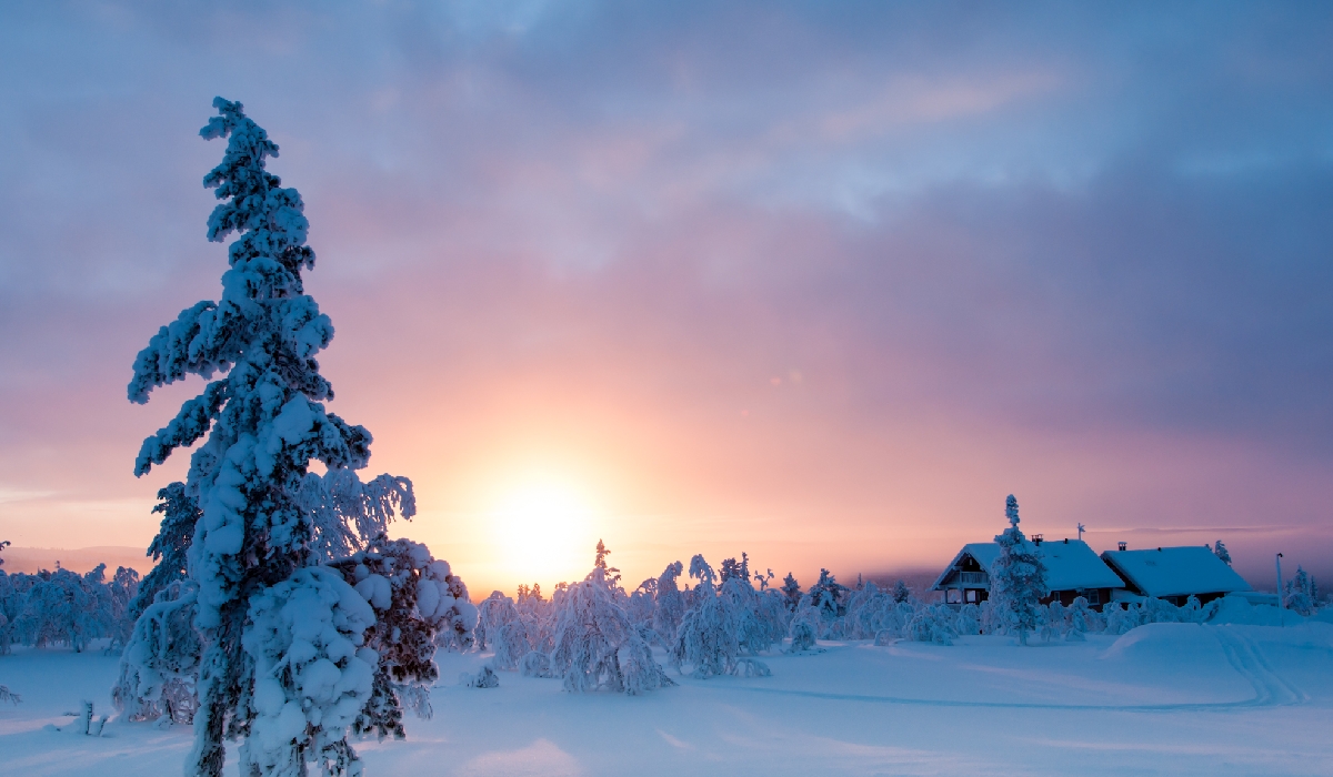 Coucher de soleil en hiver à Saariselkä