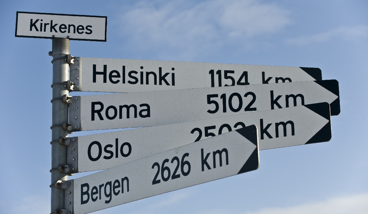 Panneau de signalisation à Kirkenes en Norvège